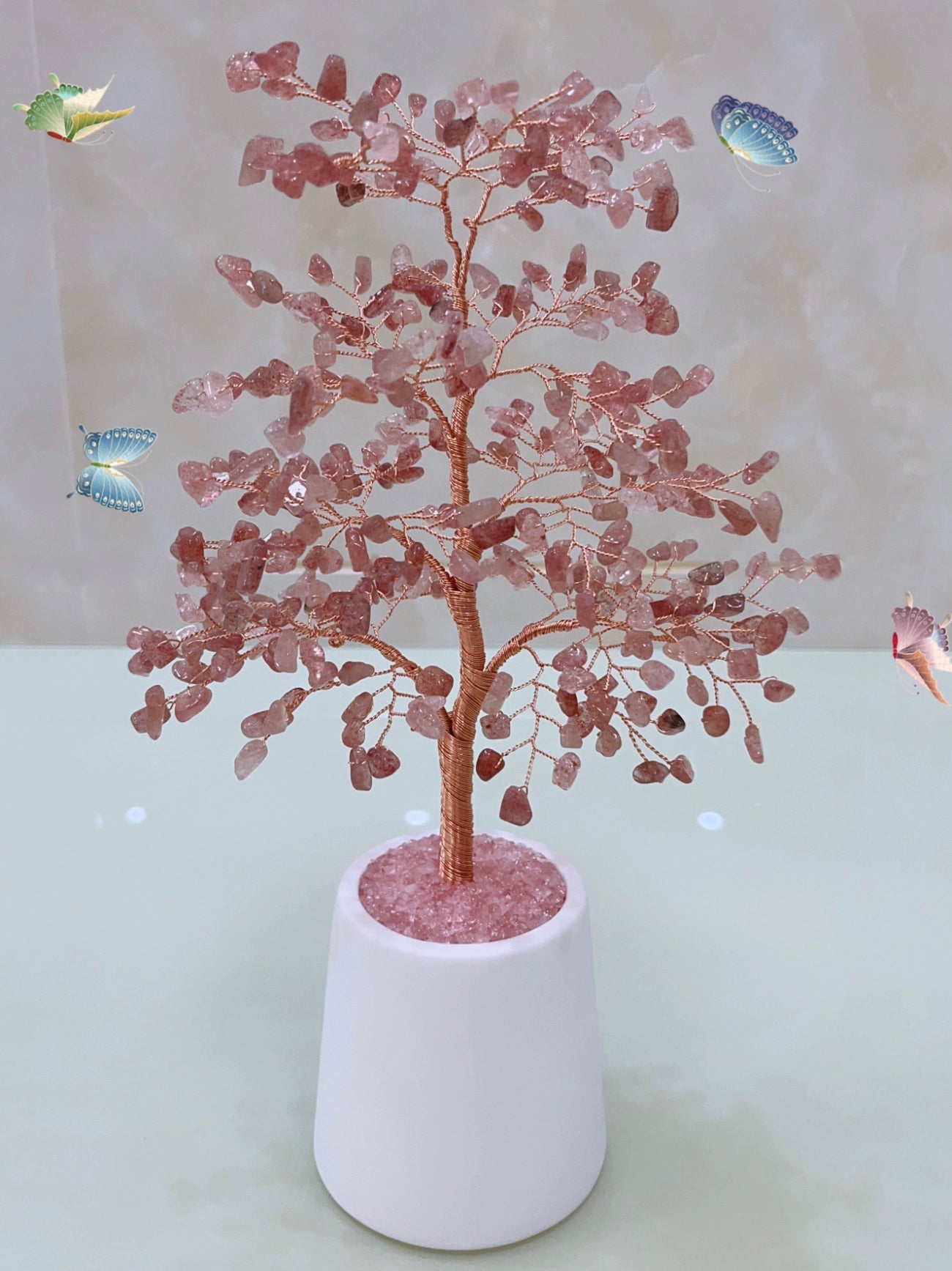 Natural crystal fortune tree light luxury ornaments crafts - jewelry - weilin.com