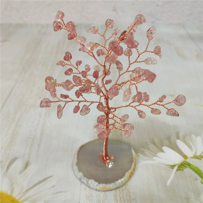 Natural crystal peach blossom fortune tree ornaments - jewelry - weilin.com
