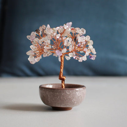 Natural pink crystal peach tree ornaments - jewelry - weilin.com