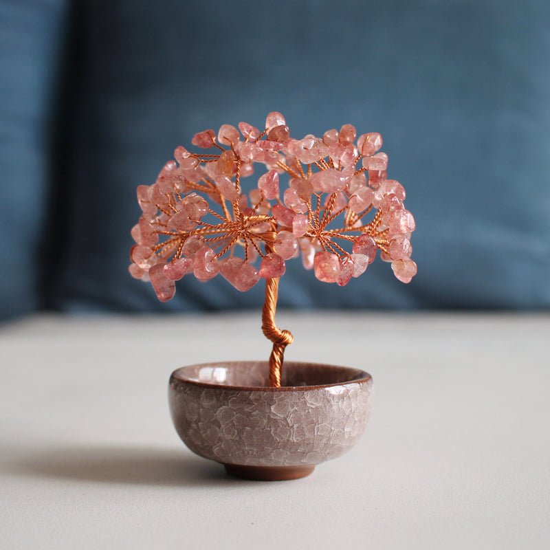 Natural pink crystal peach tree ornaments - jewelry - weilin.com