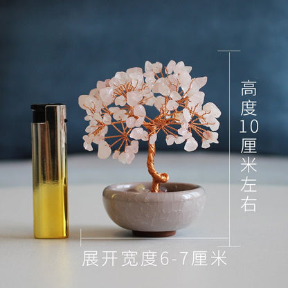 Natural pink crystal peach tree ornaments - jewelry - weilin.com