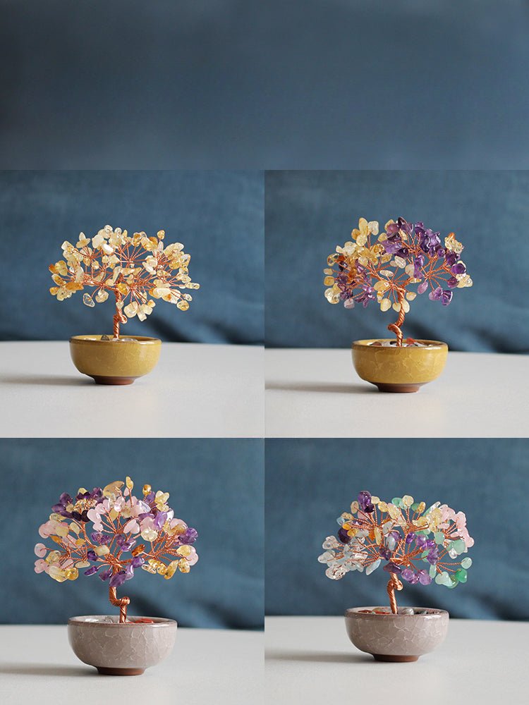 Natural pink crystal peach tree ornaments - jewelry - weilin.com