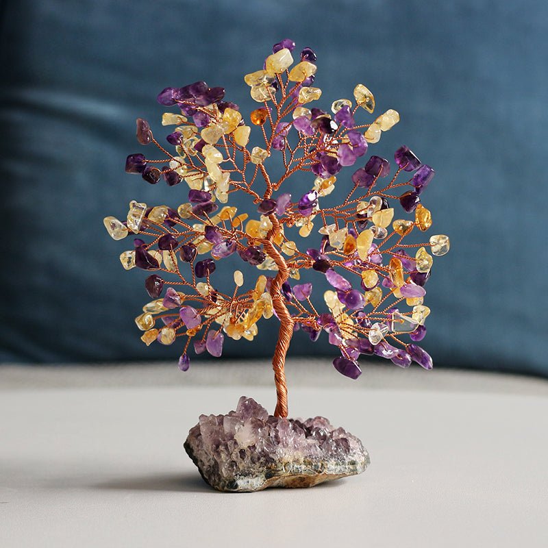 Natural purple yellow rose crystal tree rose crystal decoration gift ornaments - jewelry - weilin.com