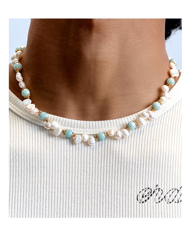 Natural stone pearl hip - hop necklace - jewelry - weilin.com