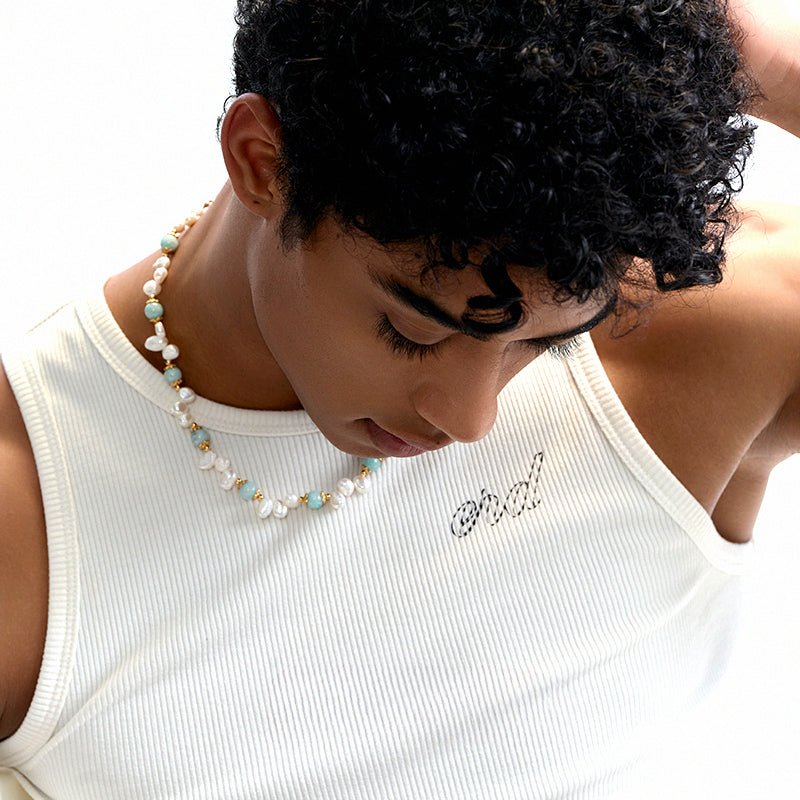 Natural stone pearl hip - hop necklace - jewelry - weilin.com