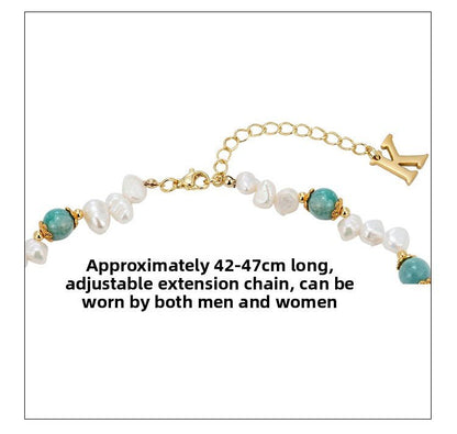 Natural stone pearl hip - hop necklace - jewelry - weilin.com