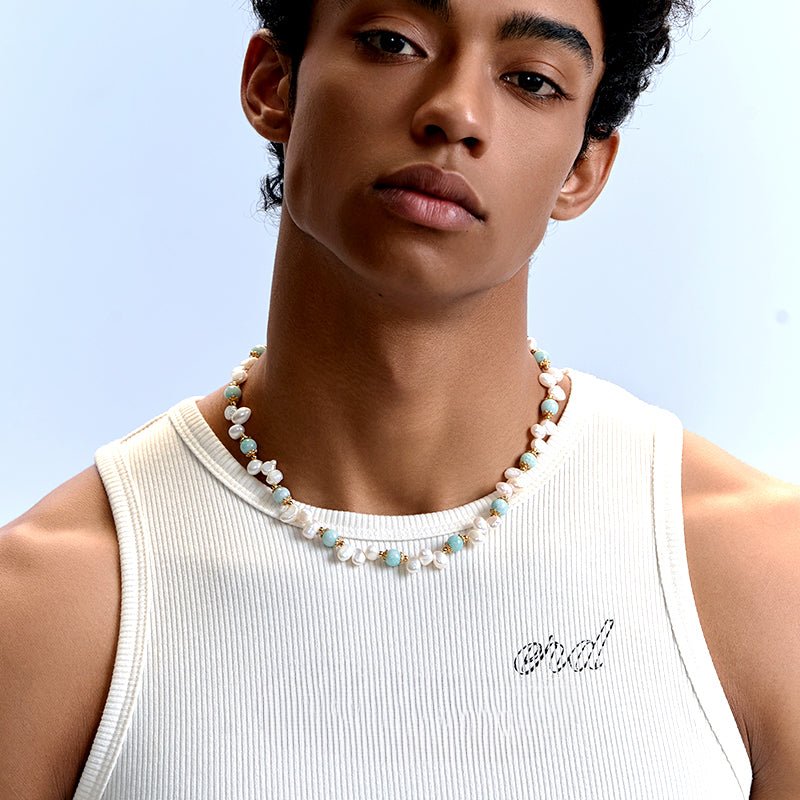 Natural stone pearl hip - hop necklace - jewelry - weilin.com