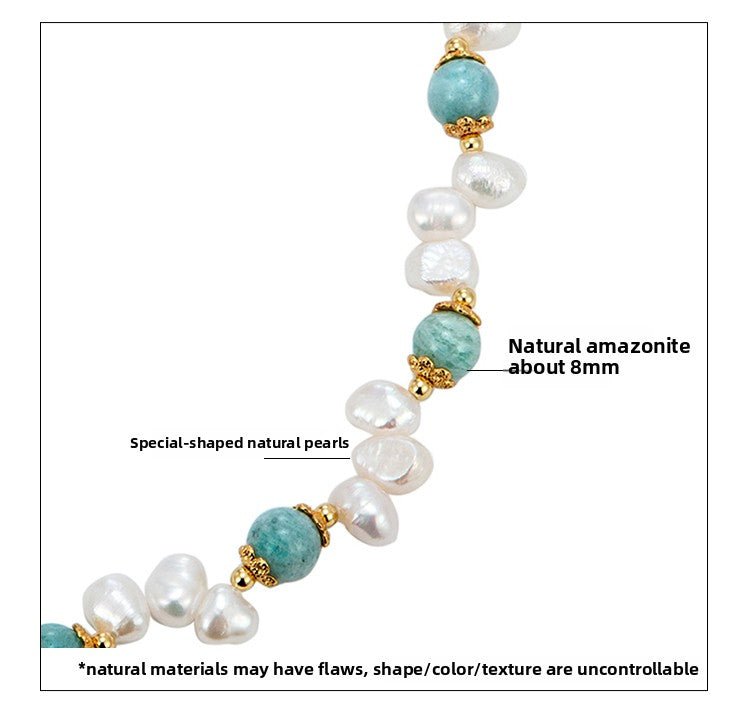 Natural stone pearl hip - hop necklace - jewelry - weilin.com