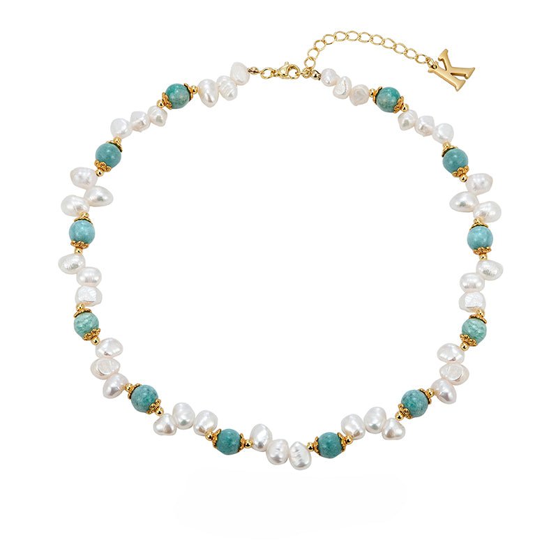 Natural stone pearl hip - hop necklace - jewelry - weilin.com