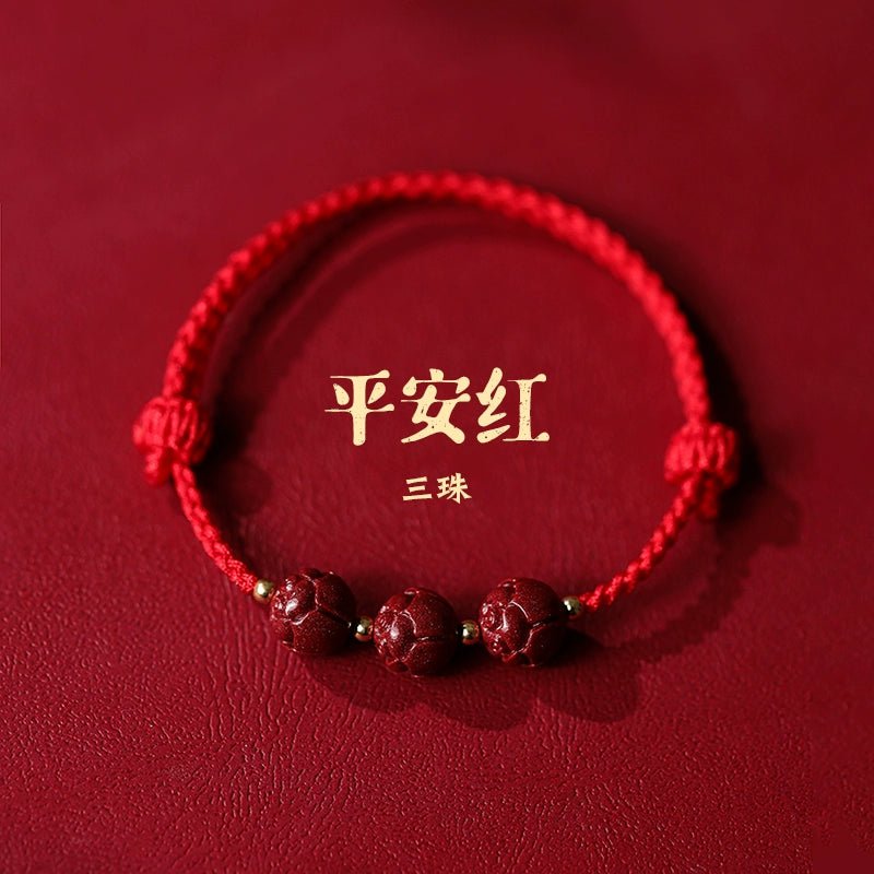 New Chinese style ashore cinnabar lotus red rope braided bracelet - jewelry - weilin.com