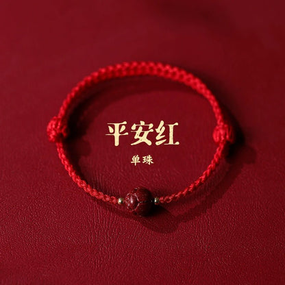 New Chinese style ashore cinnabar lotus red rope braided bracelet - jewelry - weilin.com