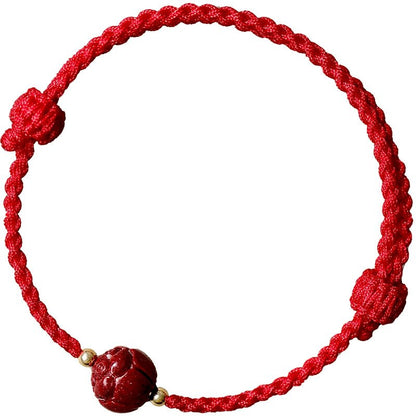 New Chinese style ashore cinnabar lotus red rope braided bracelet - jewelry - weilin.com