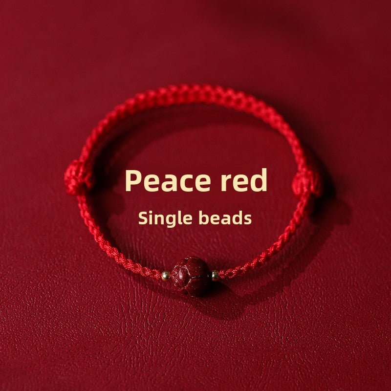 New Chinese style ashore cinnabar lotus red rope braided bracelet - jewelry - weilin.com