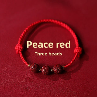 New Chinese style ashore cinnabar lotus red rope braided bracelet - jewelry - weilin.com