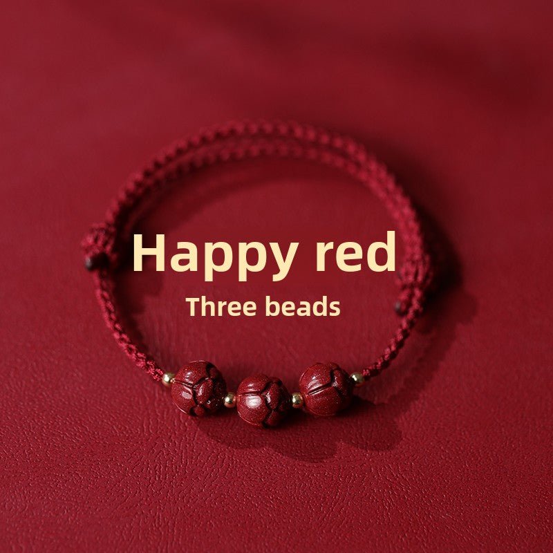 New Chinese style ashore cinnabar lotus red rope braided bracelet - jewelry - weilin.com