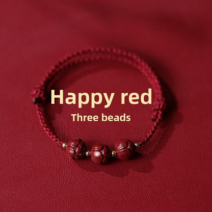 New Chinese style ashore cinnabar lotus red rope braided bracelet - jewelry - weilin.com