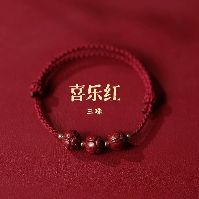 New Chinese style ashore cinnabar lotus red rope braided bracelet - jewelry - weilin.com