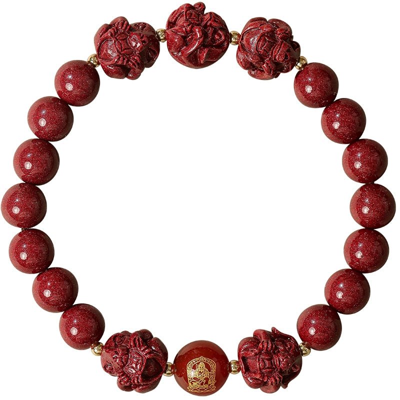 New Chinese style cinnabar purple gold sand bracelet zodiac men and women - jewelry - weilin.com