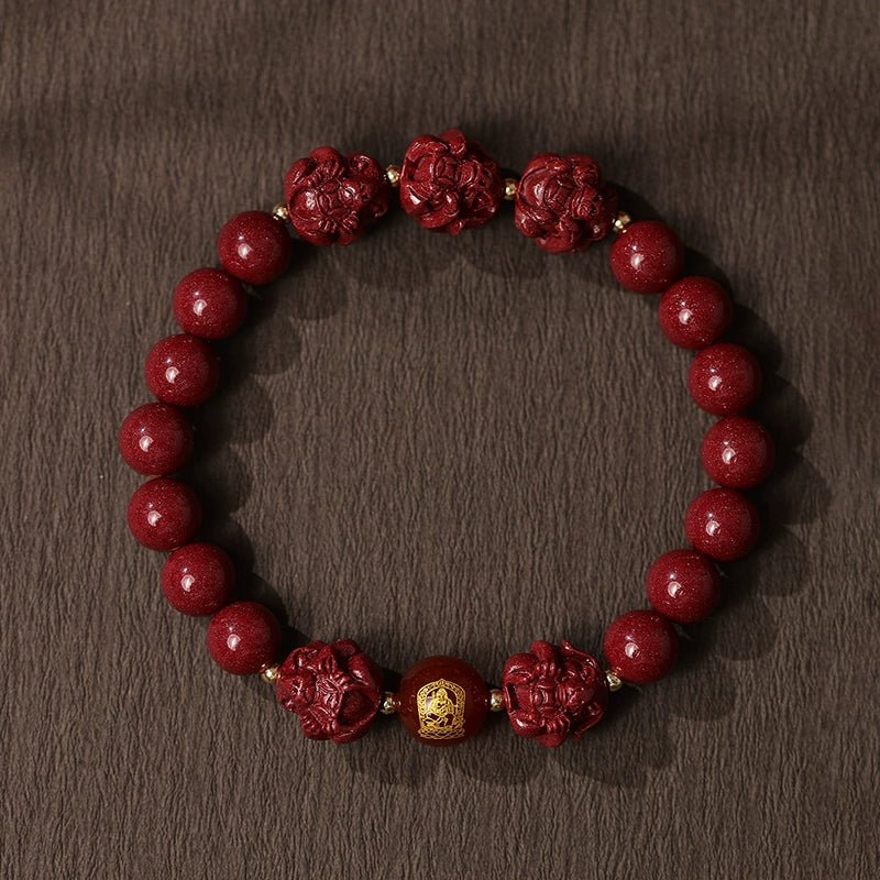 New Chinese style cinnabar purple gold sand bracelet zodiac men and women - jewelry - weilin.com