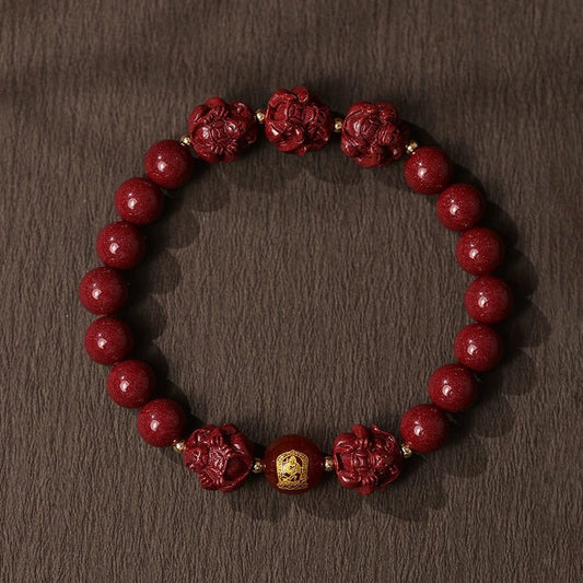 New Chinese style cinnabar purple gold sand bracelet zodiac men and women - jewelry - weilin.com