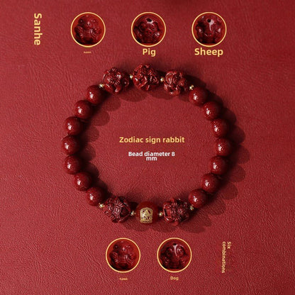 New Chinese style cinnabar purple gold sand bracelet zodiac men and women - jewelry - weilin.com