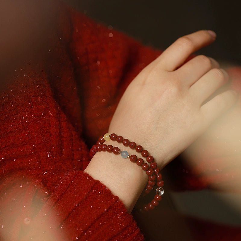 New Chinese style cinnabar purple gold sand five elements multi - treasure bracelet - jewelry - weilin.com
