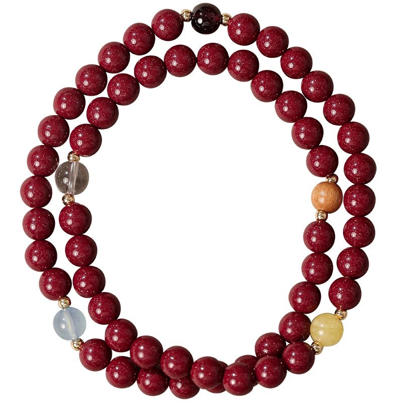 New Chinese style cinnabar purple gold sand five elements multi - treasure bracelet - jewelry - weilin.com