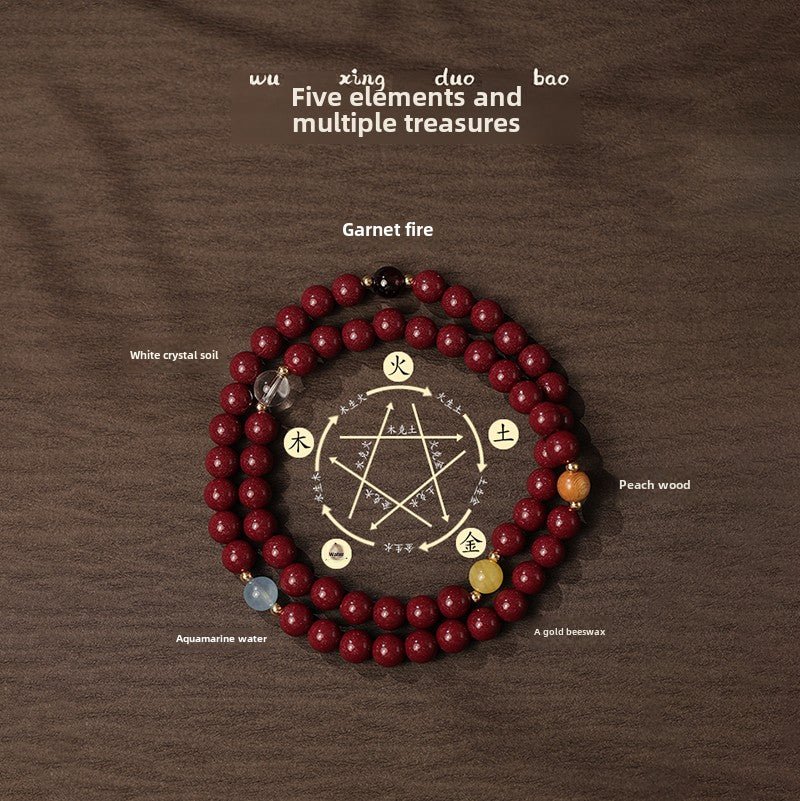 New Chinese style cinnabar purple gold sand five elements multi - treasure bracelet - jewelry - weilin.com