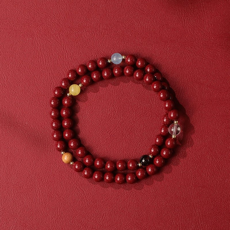 New Chinese style cinnabar purple gold sand five elements multi - treasure bracelet - jewelry - weilin.com