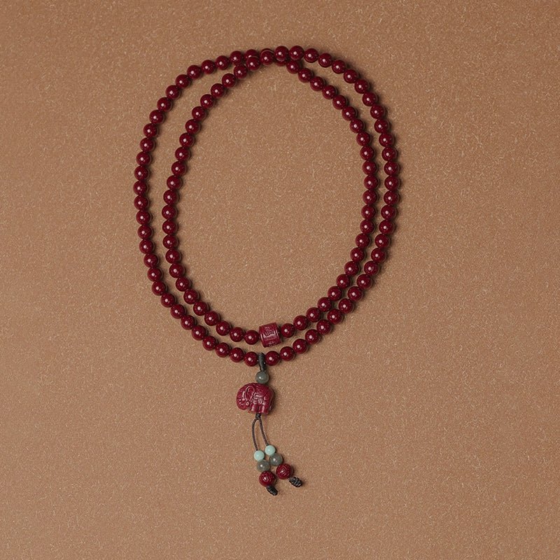 New Chinese style cinnabar purple gold sand multi - circle bracelet 108 beads Buddhist beads bracelet - jewelry - weilin.com