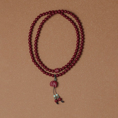 New Chinese style cinnabar purple gold sand multi - circle bracelet 108 beads Buddhist beads bracelet - jewelry - weilin.com
