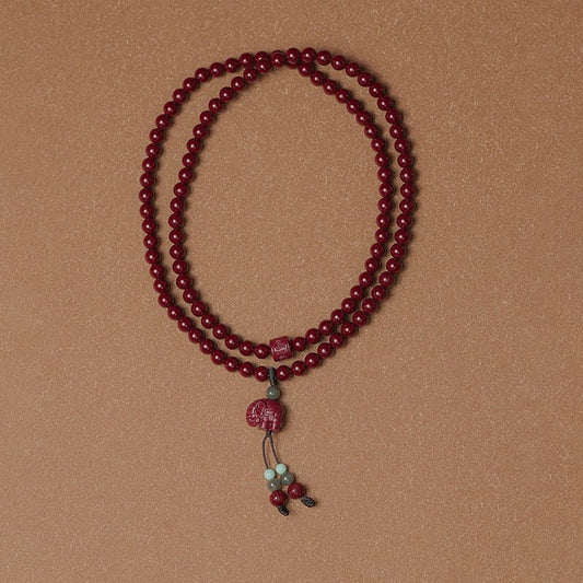 New Chinese style cinnabar purple gold sand multi - circle bracelet 108 beads Buddhist beads bracelet - jewelry - weilin.com