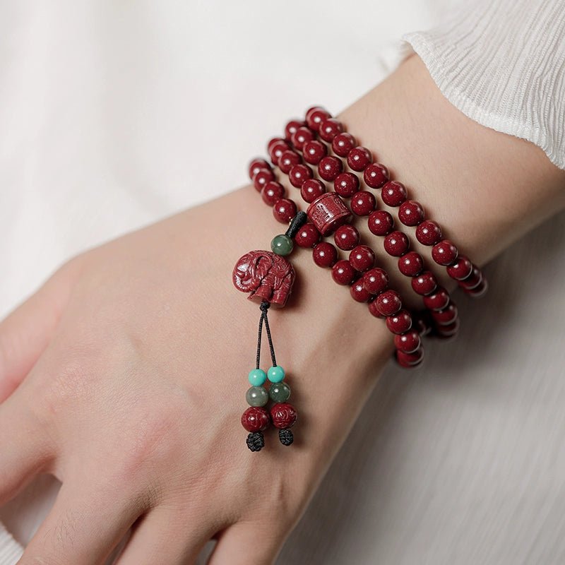 New Chinese style cinnabar purple gold sand multi - circle bracelet 108 beads Buddhist beads bracelet - jewelry - weilin.com