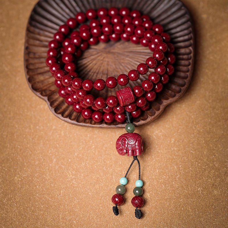 New Chinese style cinnabar purple gold sand multi - circle bracelet 108 beads Buddhist beads bracelet - jewelry - weilin.com