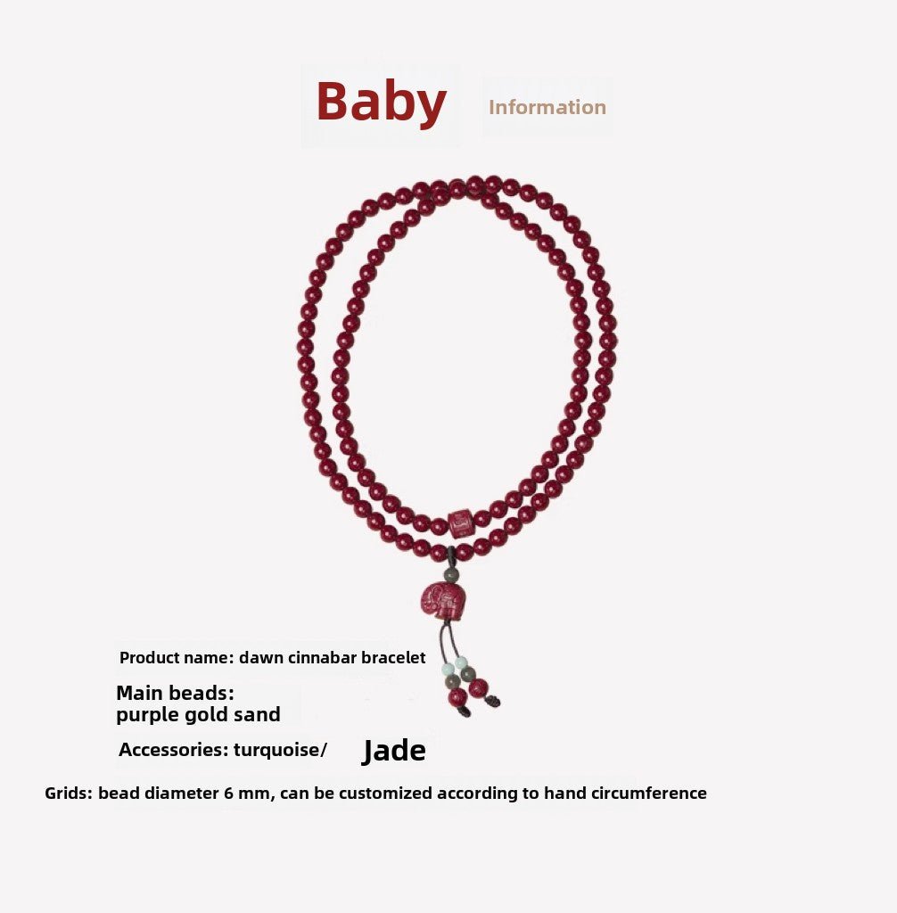 New Chinese style cinnabar purple gold sand multi - circle bracelet 108 beads Buddhist beads bracelet - jewelry - weilin.com
