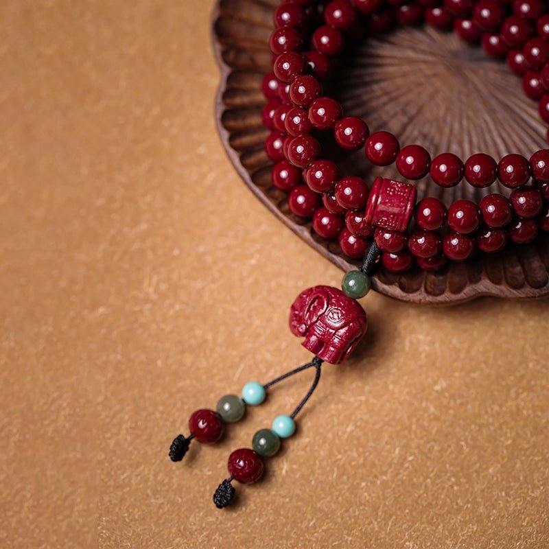 New Chinese style cinnabar purple gold sand multi - circle bracelet 108 beads Buddhist beads bracelet - jewelry - weilin.com