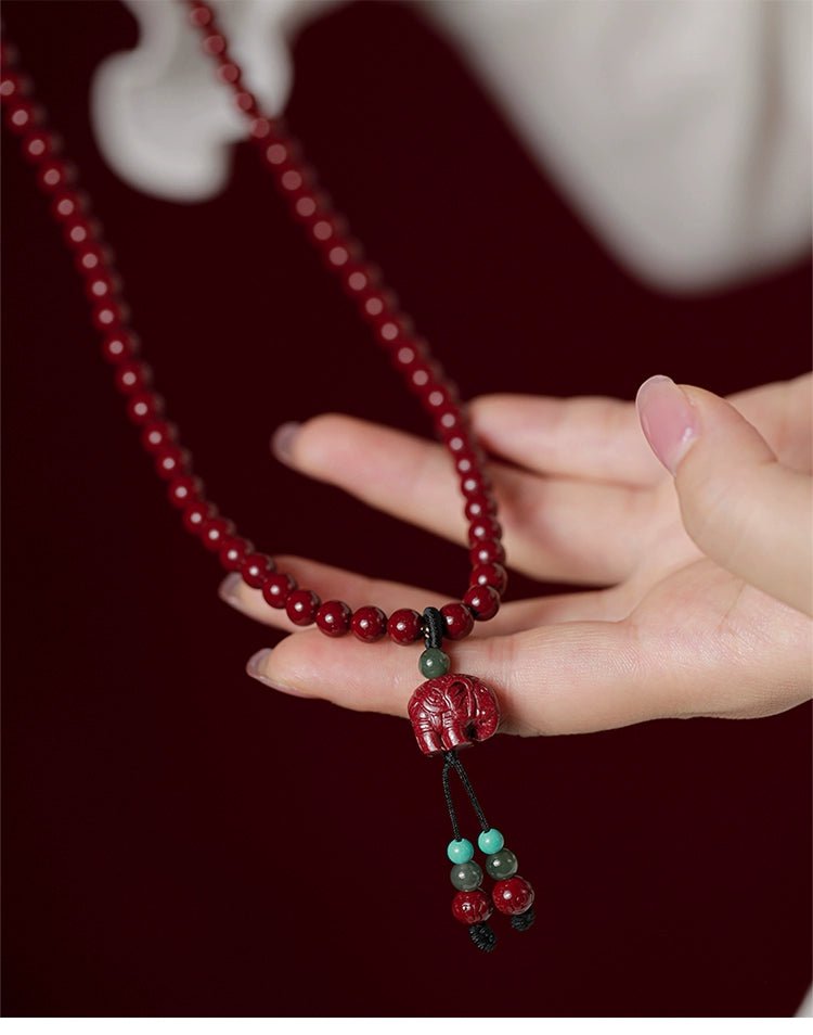 New Chinese style cinnabar purple gold sand multi - circle bracelet 108 beads Buddhist beads bracelet - jewelry - weilin.com