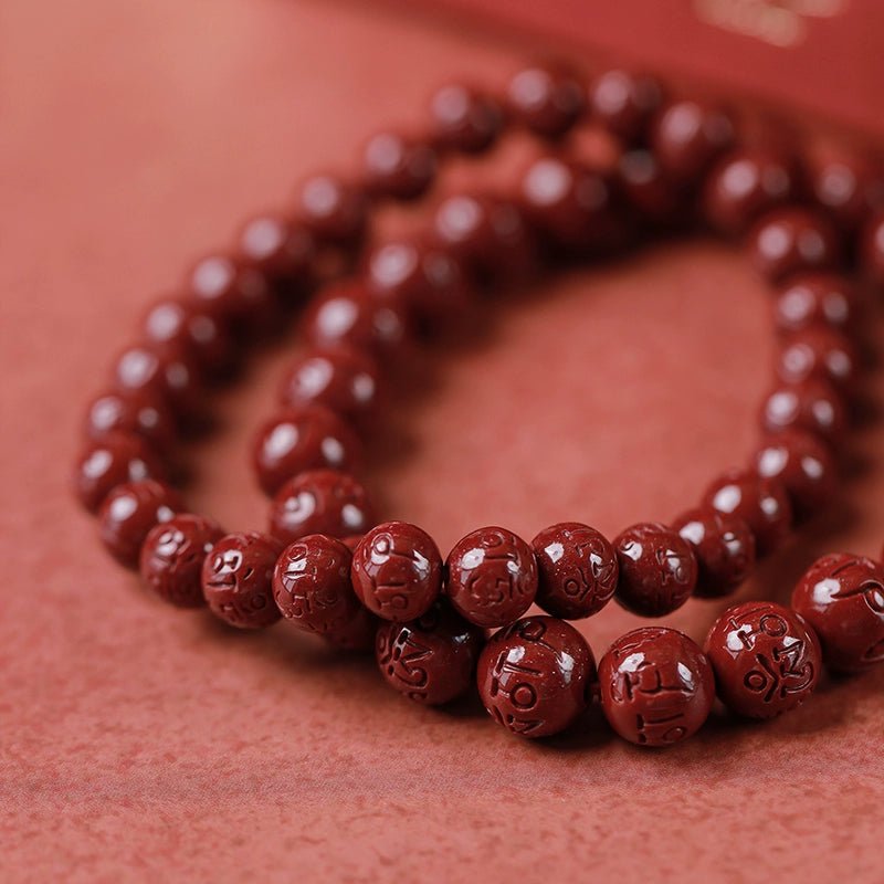 New Chinese style cinnabar purple gold sand six - character mantra single circle bracelet for men and women - jewelry - weilin.com
