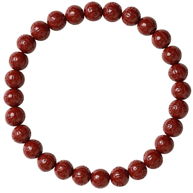New Chinese style cinnabar purple gold sand six - character mantra single circle bracelet for men and women - jewelry - weilin.com