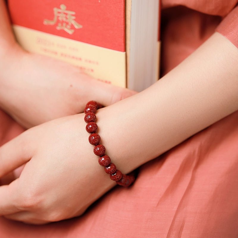 New Chinese style cinnabar purple gold sand six - character mantra single circle bracelet for men and women - jewelry - weilin.com