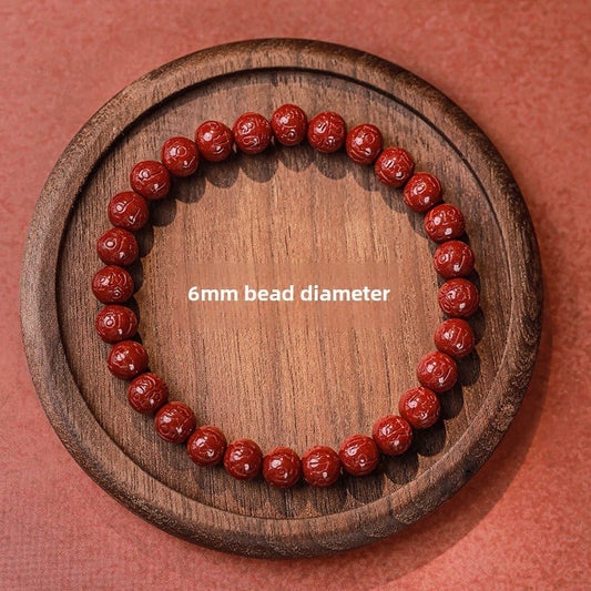 New Chinese style cinnabar purple gold sand six - character mantra single circle bracelet for men and women - jewelry - weilin.com