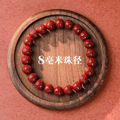 New Chinese style cinnabar purple gold sand six - character mantra single circle bracelet for men and women - jewelry - weilin.com