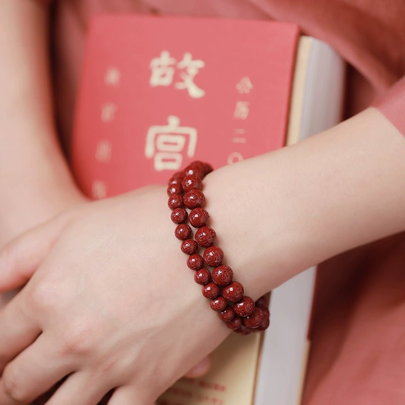 New Chinese style cinnabar purple gold sand six - character mantra single circle bracelet for men and women - jewelry - weilin.com