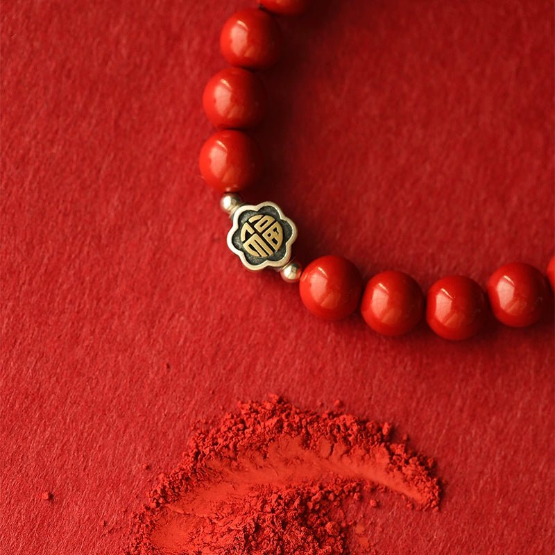 New Chinese style cinnabar red sand bracelet sterling silver blessing bracelet - jewelry - weilin.com