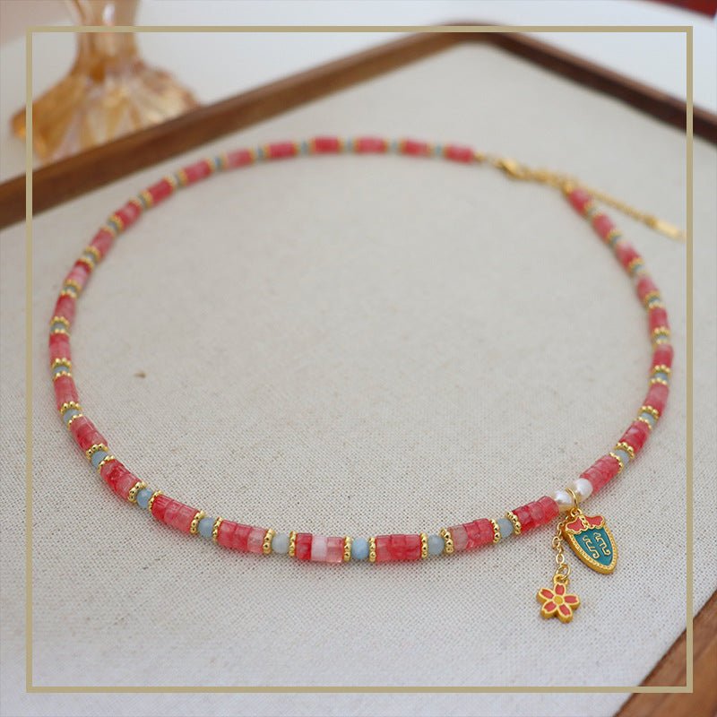 New Chinese style colorful flower handmade beaded necklace - jewelry - weilin.com