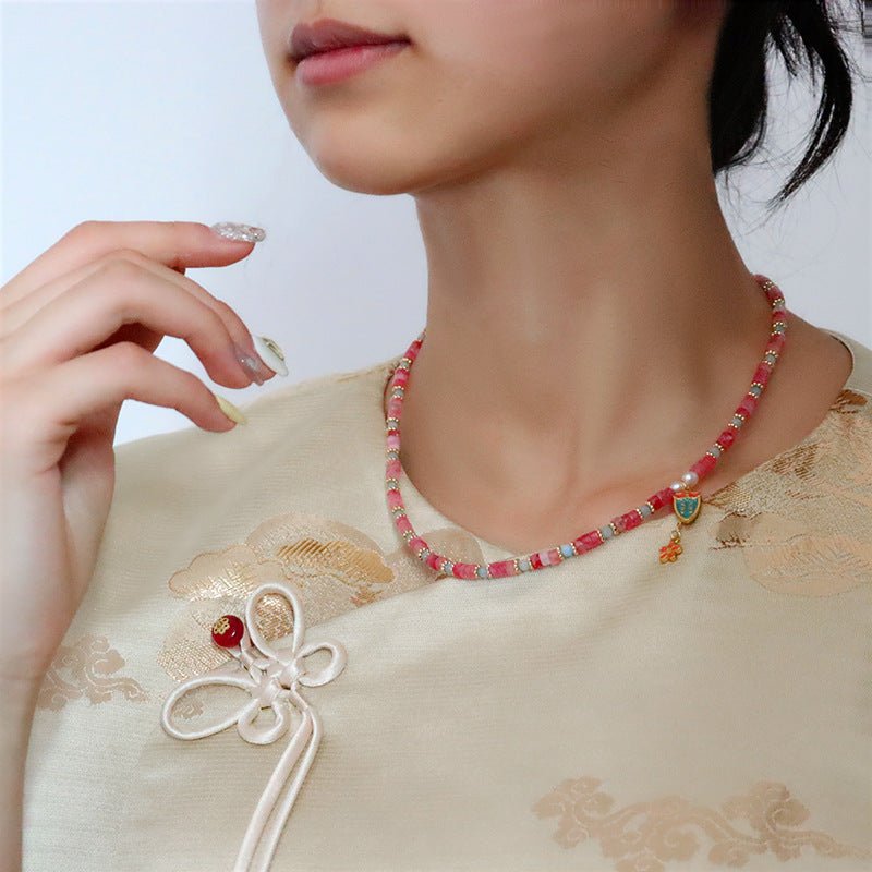 New Chinese style colorful flower handmade beaded necklace - jewelry - weilin.com