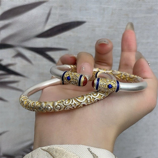New Chinese style curly grass pattern open bracelet - jewelry - weilin.com