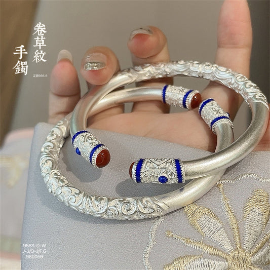 New Chinese style curly grass pattern open bracelet - jewelry - weilin.com