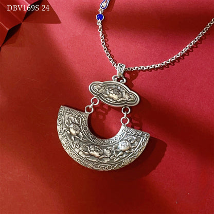 New Chinese style hollow peony sterling silver pendant - jewelry - weilin.com