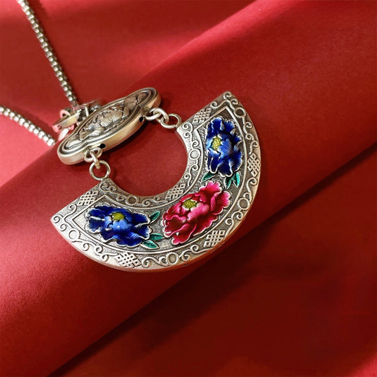 New Chinese style hollow peony sterling silver pendant - jewelry - weilin.com